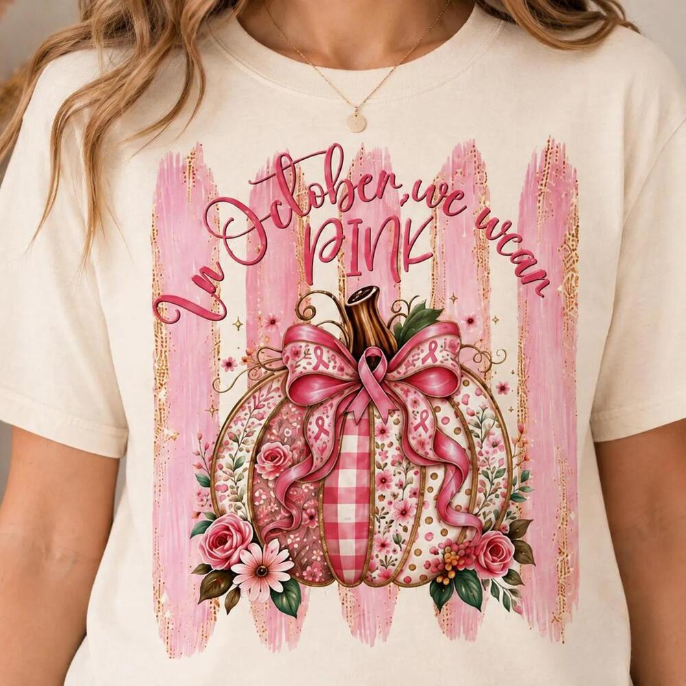 Floral Pumpkin October We Wear T-Shirt Cottagecore Fall Tee